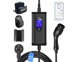 Draagbare EV Lader - Mobiele Oplader Auto - Elektrisch Rijden - Instelbare Stroomsterkte - 7 meter kabel - Zwart