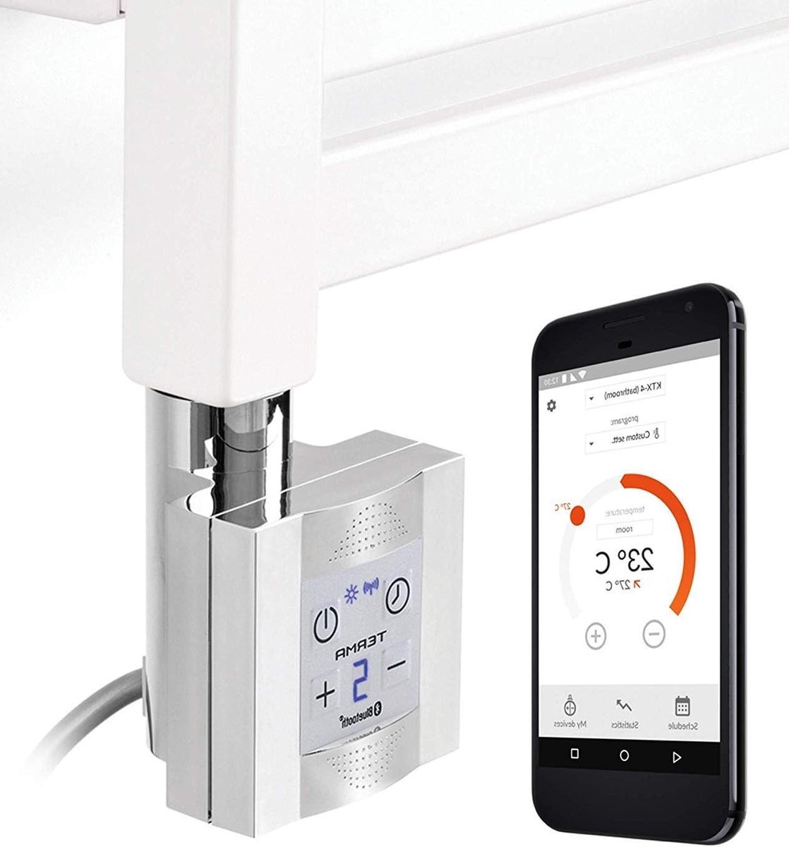 Verwarmingspatroon Badkamer - App Bediening - Handdoeken Drogen - Energiebesparend - 600 Watt - Wit