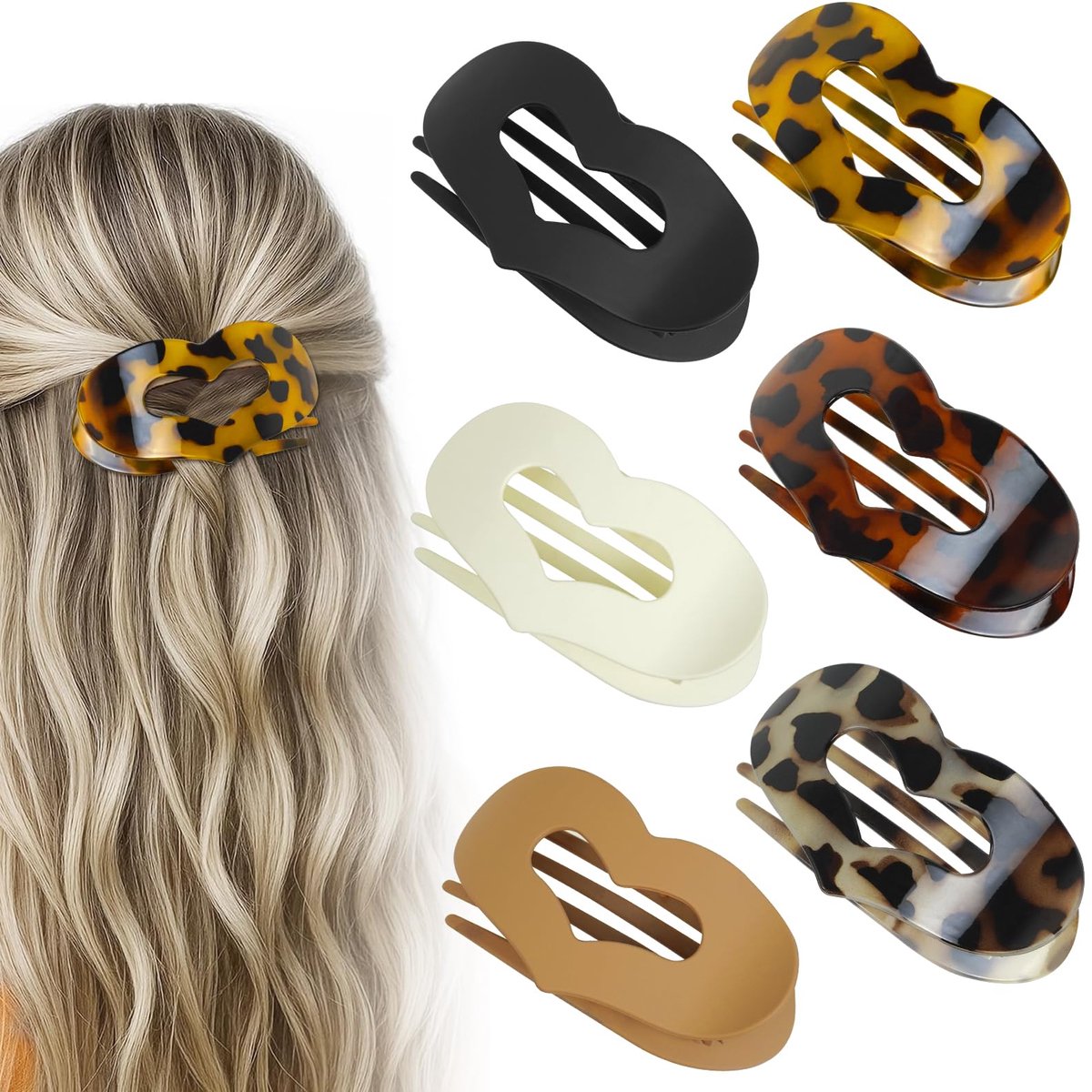 Haarklem groot, 6 stuks: haarspelden voor dames, eendensnavel, haarspeld - antislip stijlvol, Franse haarklemmen, plat voor dik en dun haar