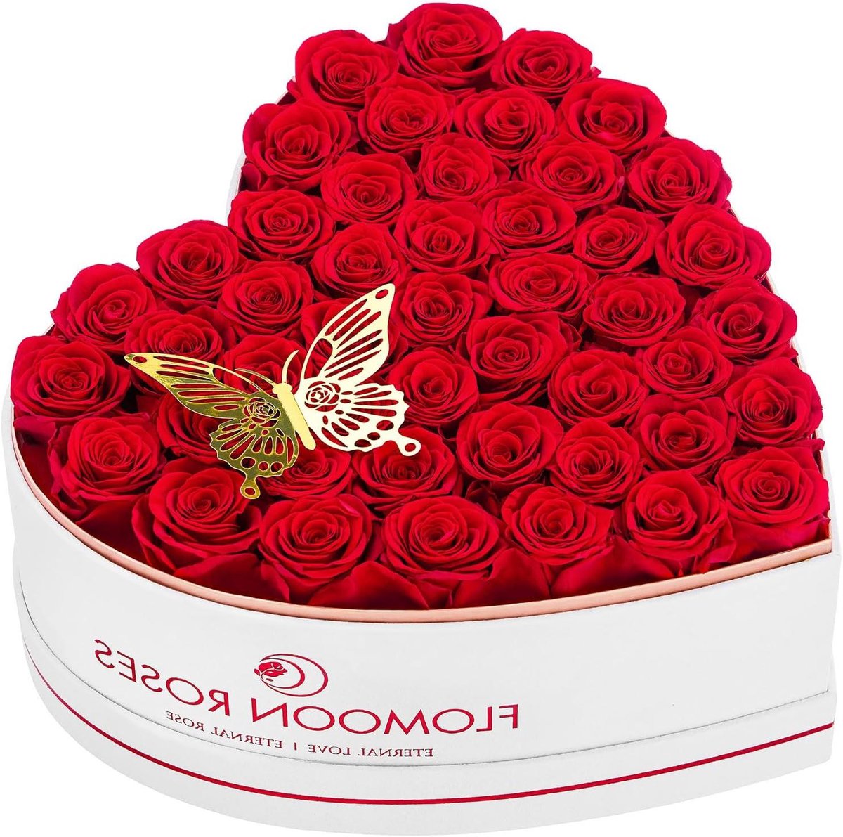 Geconserveerde Rozen - Eeuwige Bloemen - Romantisch Cadeau - Hartvormige Doos - 47 Stuks - Roze Rood