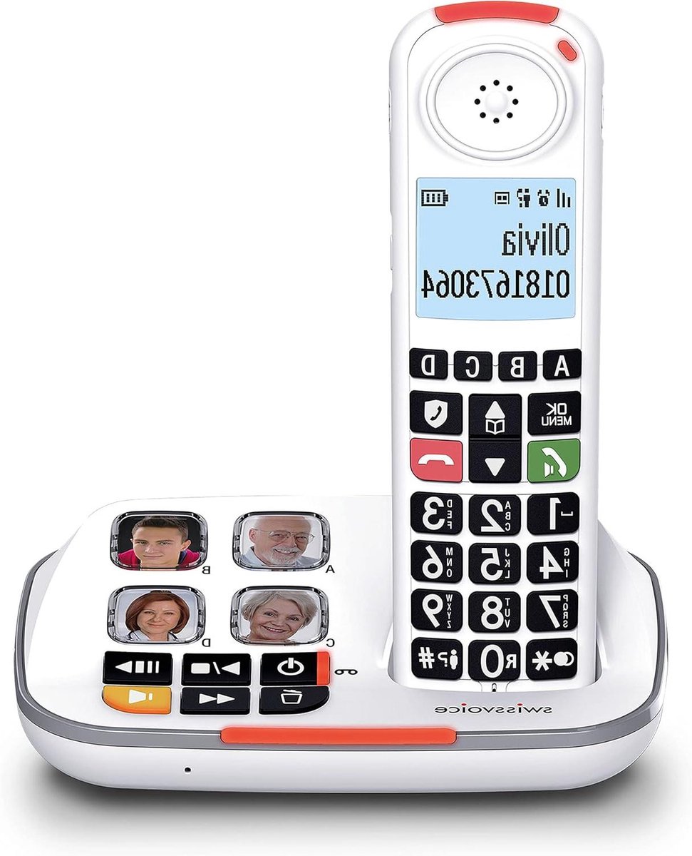 Draadloze Vaste Telefoon - Telefoon met Grote Toetsen - Makkelijk Bellen - Audio Boost Functie - 30 Minuten Antwoordapparaat - Bruin