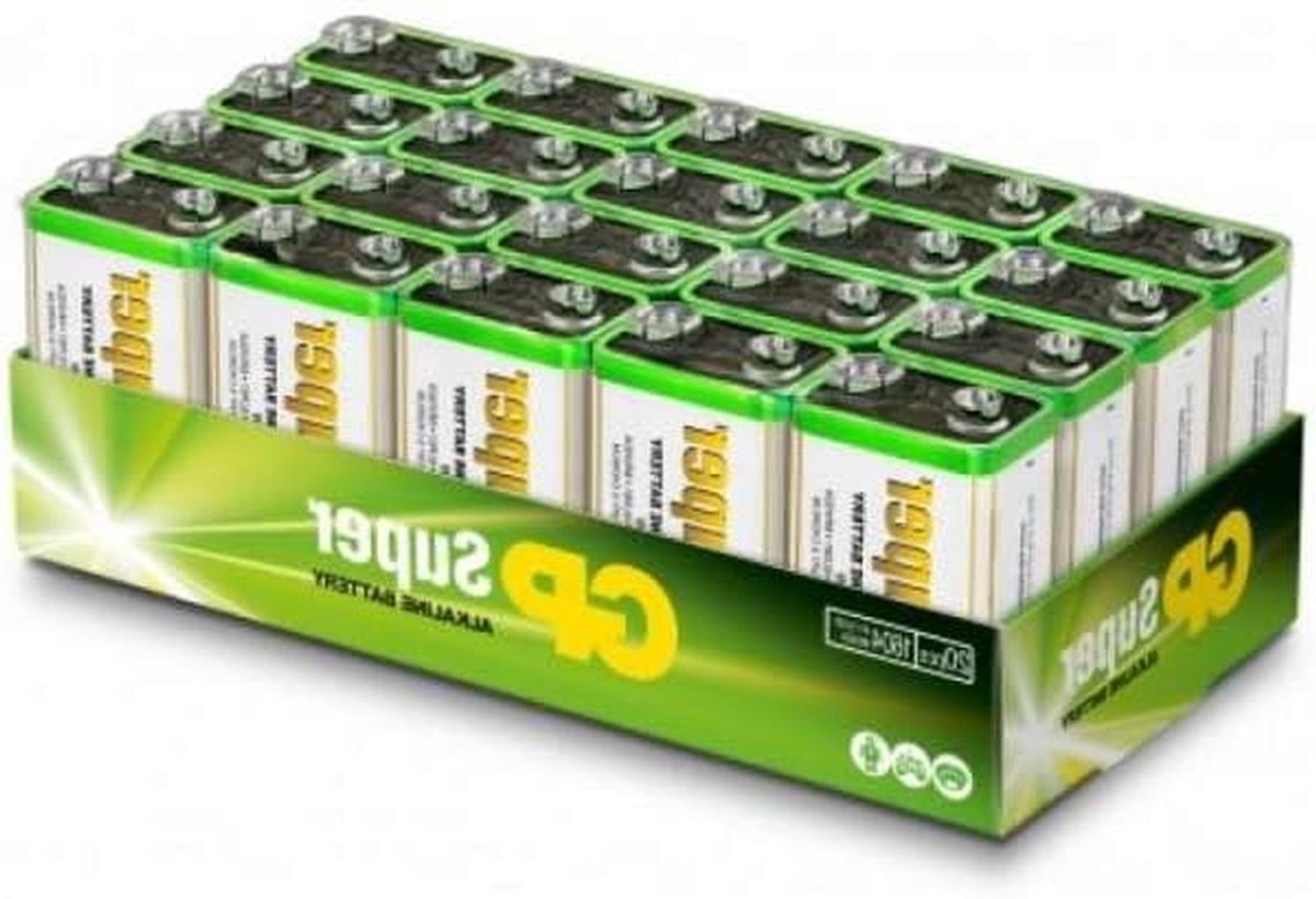 Batterij Super Alkaline - 9V Blokjes - Apparaten Voeden - Lange Levensduur - 20 Stuks - Zwart