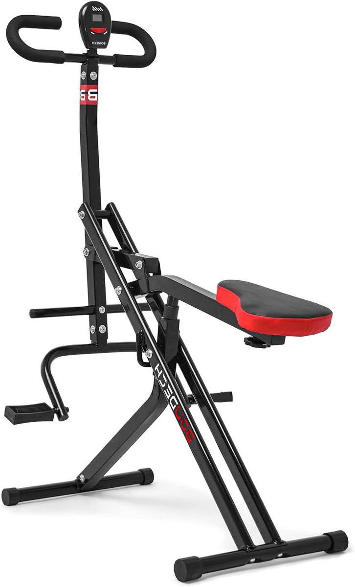Fitnessbank - Total Body Crunch - Thuis sporten - Met LCD display - 103x46x126 cm - Zwart/Rood