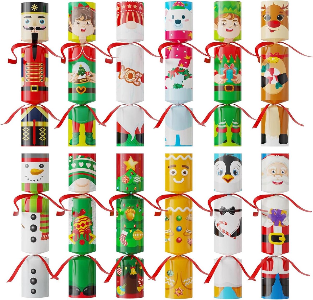 Kerst Tafeldecoratie - Feestartikelen Pakket - Feestelijke Versiering - Geen Drukknopen - 12 Stuks - Multicolor