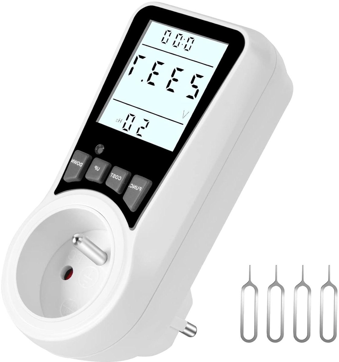 Energiekosten Meter - Stroomverbruik Meter - Energie Besparen - Groot LCD Scherm - 14.4 x 8.4 cm - Wit
