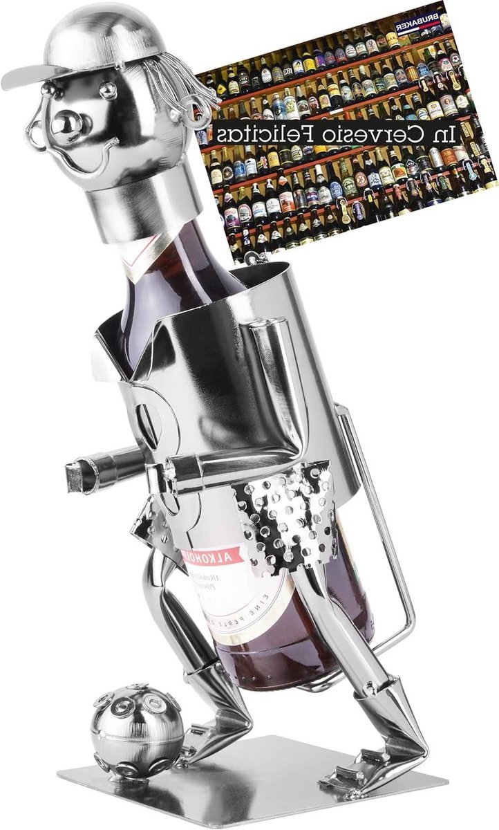 Metalen Bierfleshouder Voetballer - Uniek Cadeau voor Mannen en Voetbalfans
