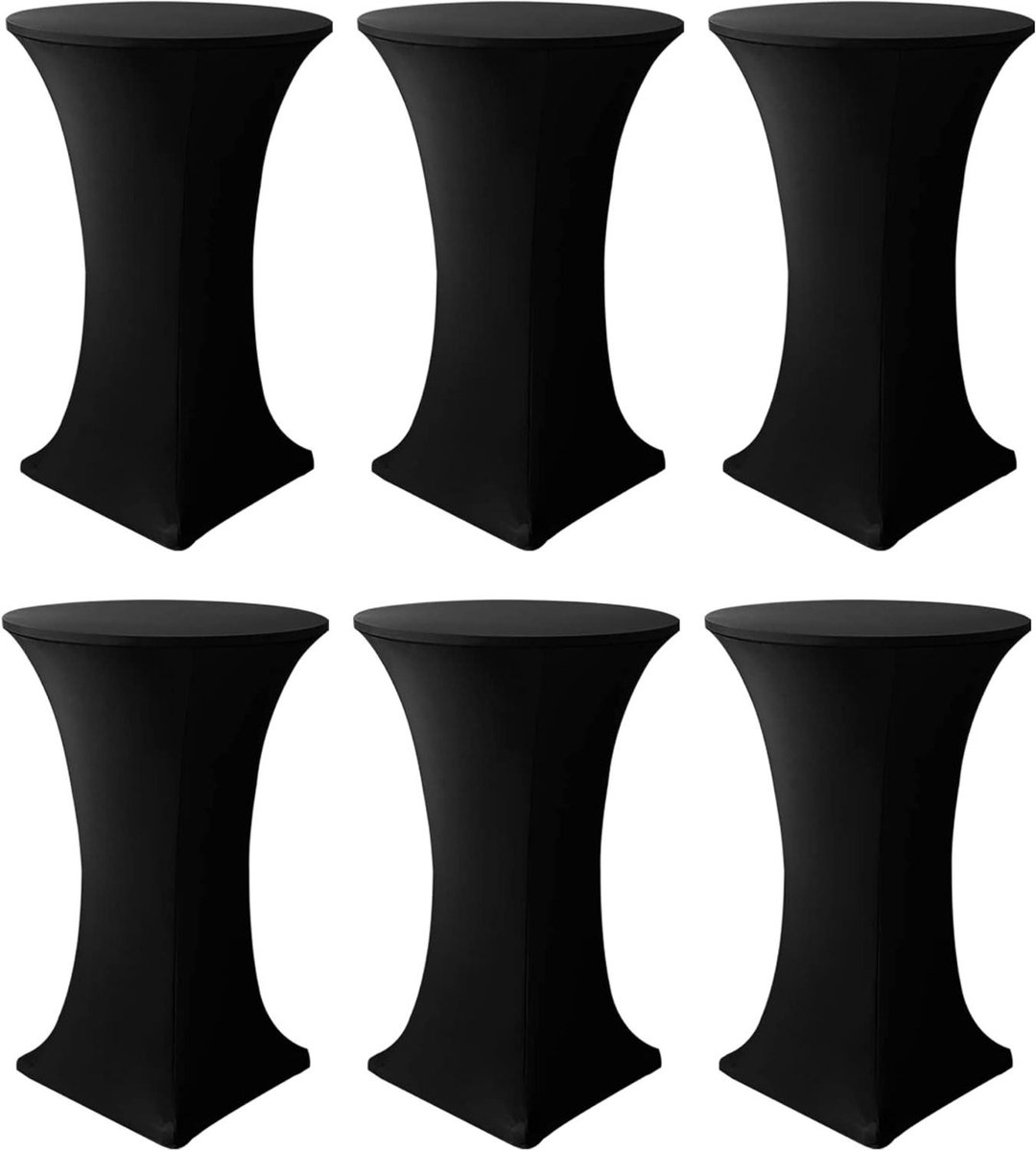 Cocktailtafelhoezen - Tafelkleden - Feestelijke Decoratie - Rekbaar Spandex Materiaal - Set van 6 - Zwart