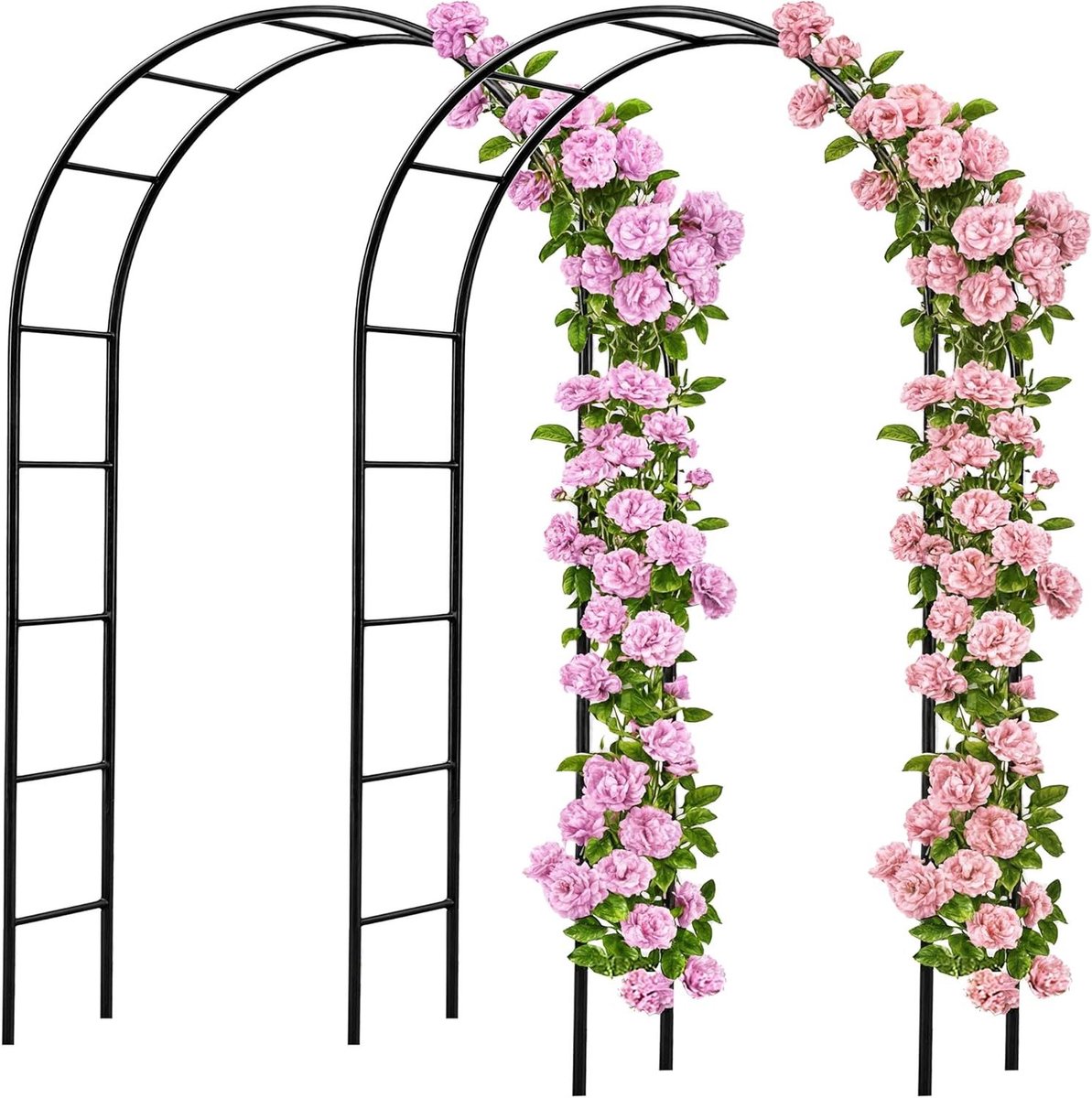 Rozenbogen - Klimhulp Metaal - Tuin Decoratie - Verstelbare Structuur - 240x140x37cm - Zwart