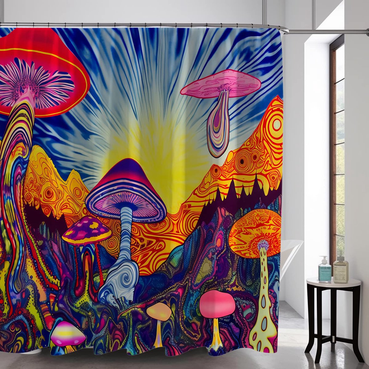Mushroom Skull Animal Moon Phase Floral Butterfly Douchegordijn Set Waterdichte Stoffen Gordijnen Badkamer Decoratie