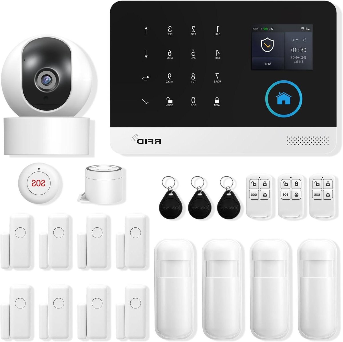 Huisalarm Set - Beveiligingssysteem - Veiligheid Thuis - App Bediening - 22 Stuks - Zwart