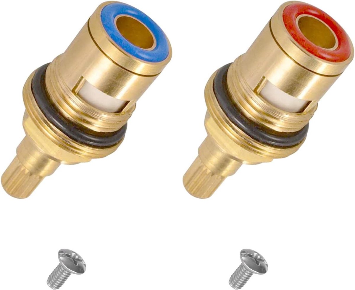 Keramische schijfkop - Kraanventielen - Mengkraan reparatie - Messing en keramiek - 50 mm - Rood en blauw