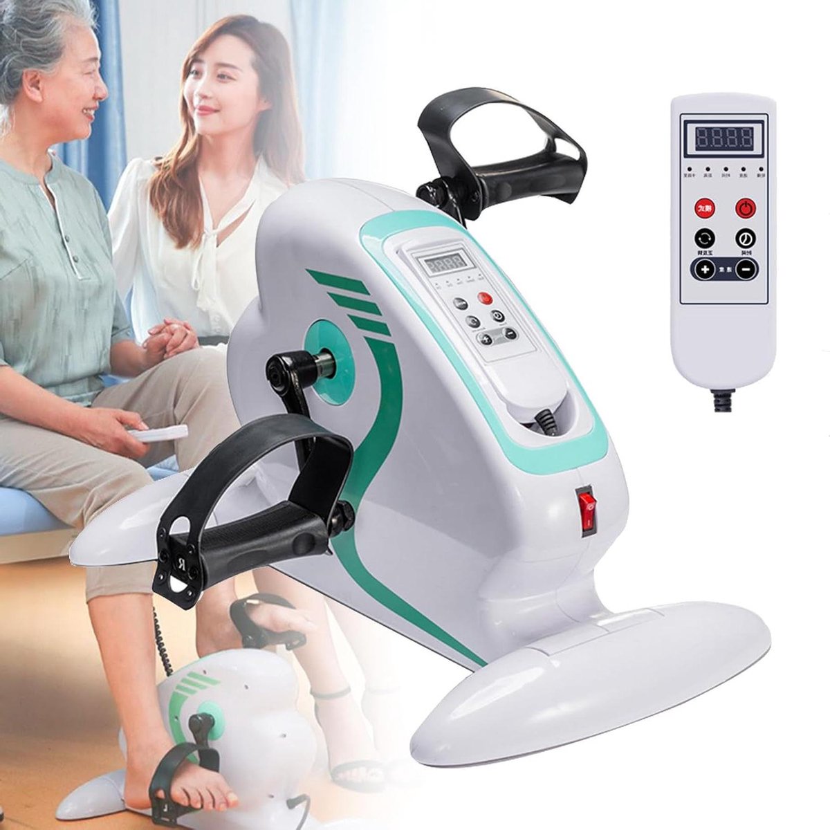 Gepotoriseerde Pedaaltrainer - Mini Hometrainer - Ondersteunende Training - 12 Weerstandsniveaus - 48x30x28.5 cm - Zwart