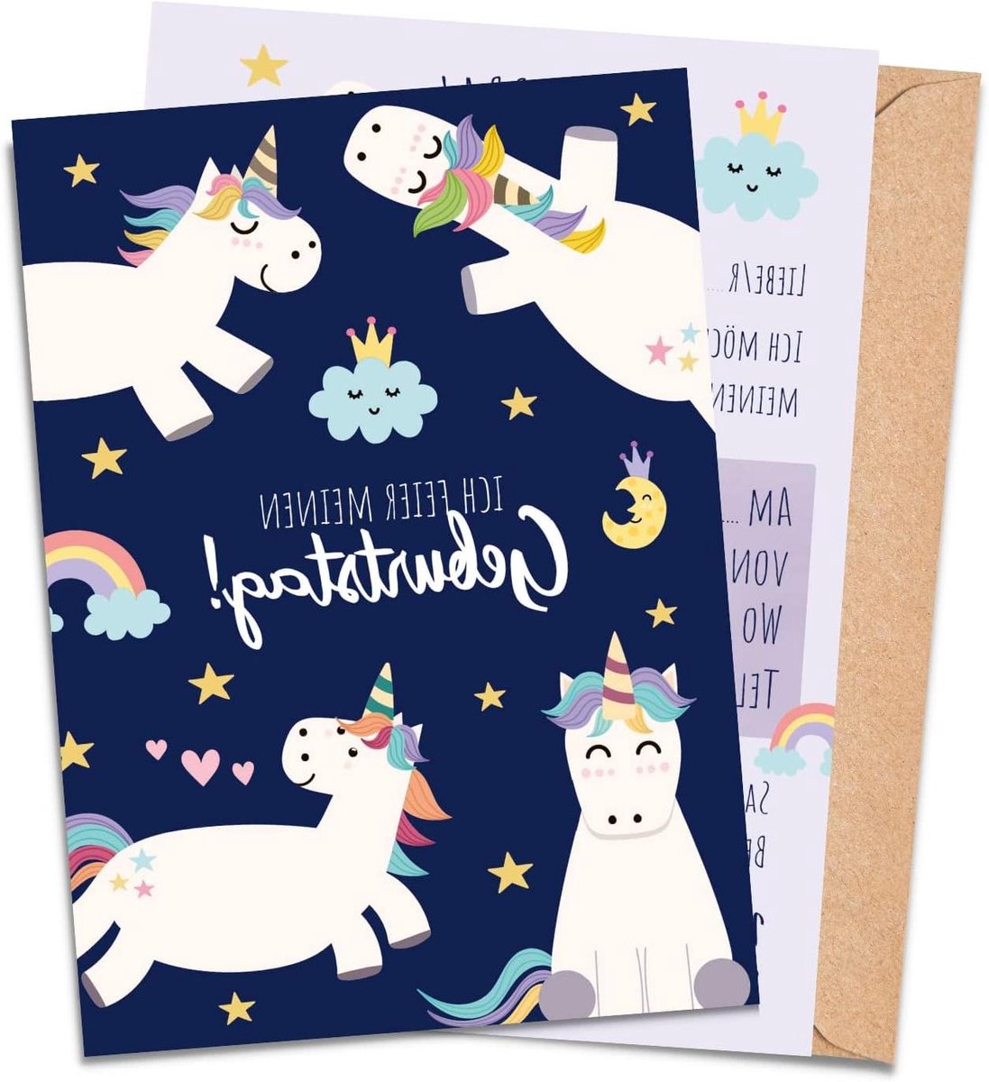 Uitnodigingskaarten Kind - Verjaardagskaarten Kinderfeest - Kinderfeest Organiseren - Dubbelzijdig Bedrukt - 10 stuks - Meerkleurig