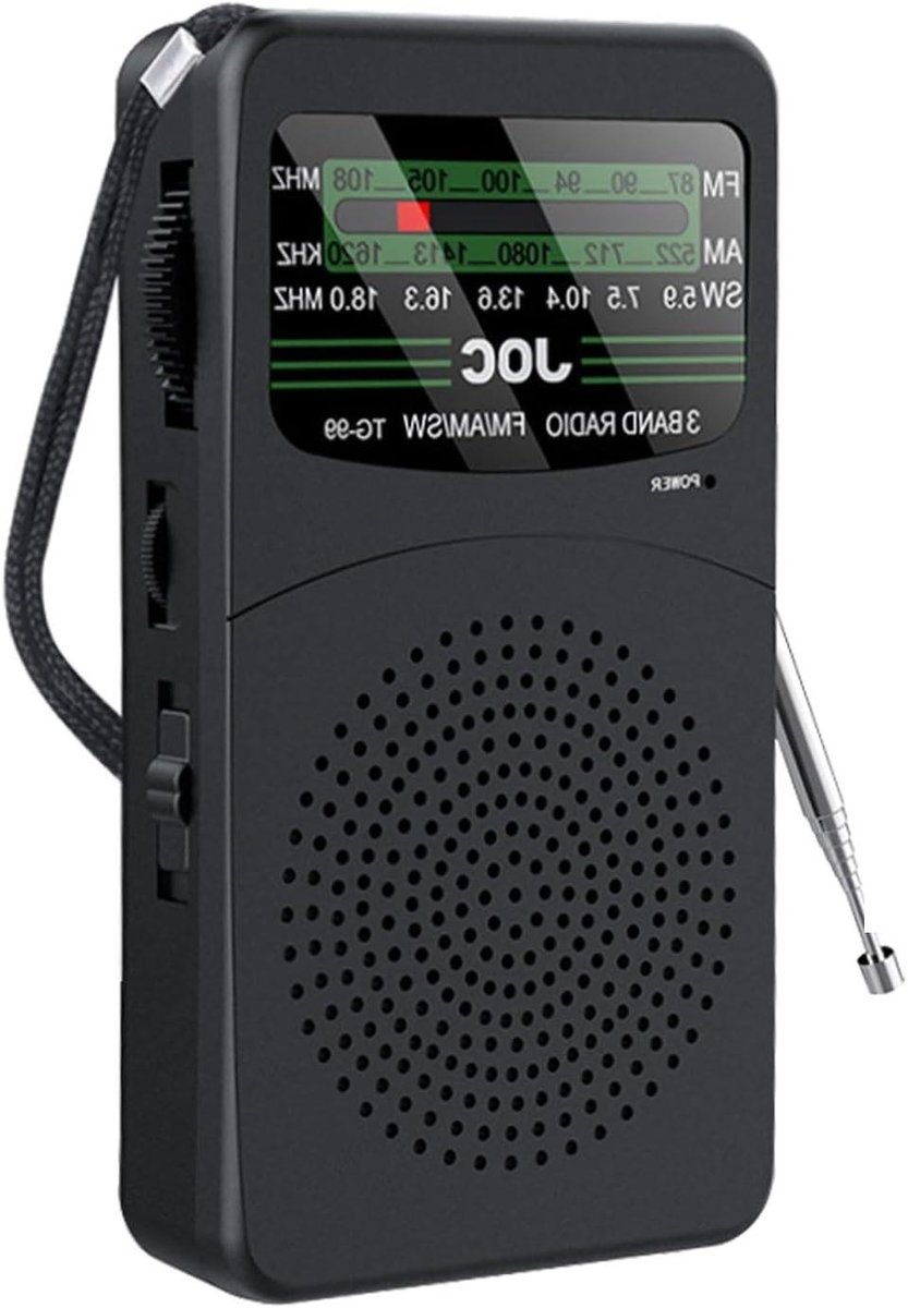 Draagbare Radio - Zakradio Mini Radio - Buitenactiviteiten Muziek - Ingebouwde Zaklamp - 12.9 cm - Zwart
