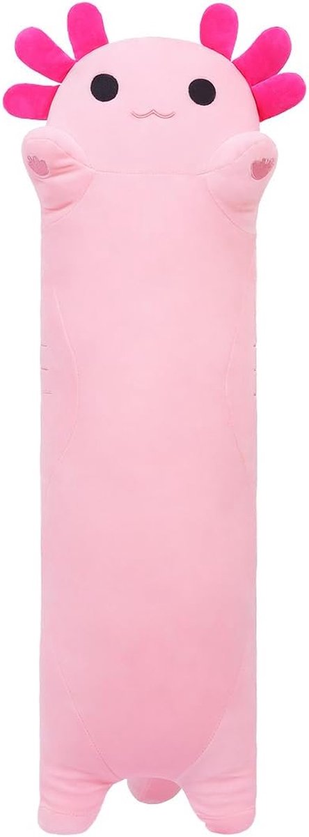 Axolotl Pluche Kussen - Knuffeldier Dier - Kinderkamer Decoratie - Zacht Donskatoen Vulling - 90 cm - Roze