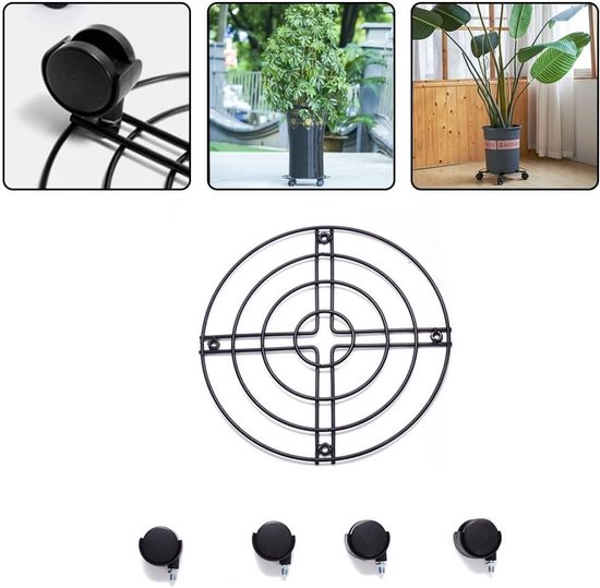 Plant Caddy, ronde ingemaakte plantenstandaard op wielen, Heavy Duty bloempot rek op rollen plantenbak trolley met universele wielen voor binnen buiten thuis tuin van Wagner. — afbeelding 4