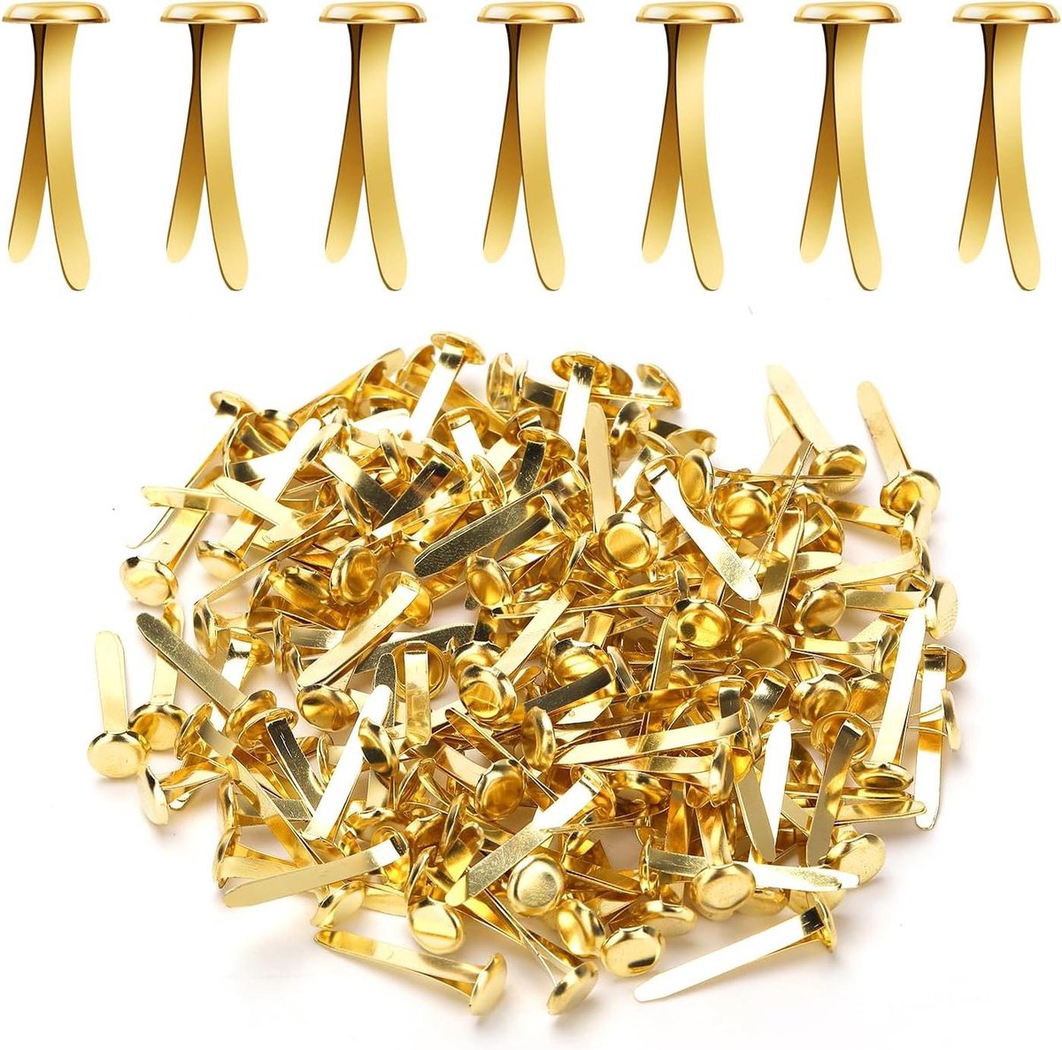 Papieren Clips - Splitpennen Brads - Scrapbooking Hobby - Gladde Ronde Kop - 8x25mm - Goud