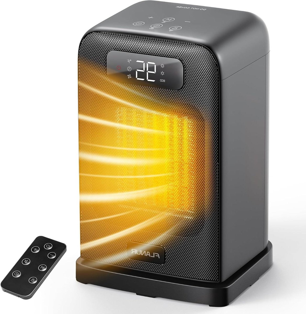 Verwarmingsventilator - Keramische kachel - Snelle verwarming - Energiebesparend met ECO-modus - 26 cm - Zwart