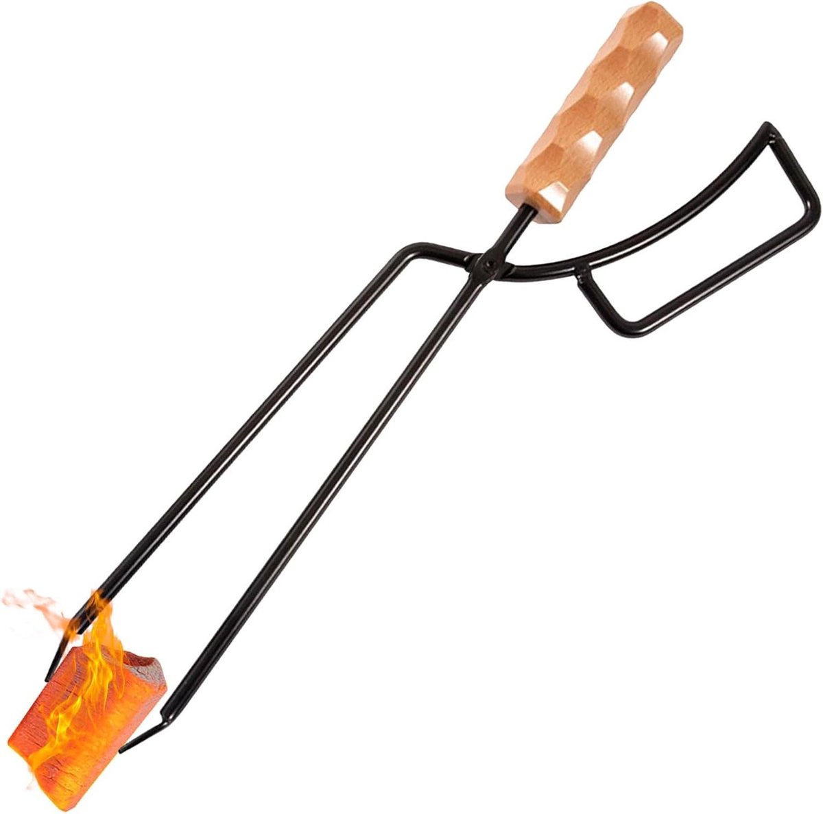 Brandhouttang - Haardtang Vuurhouttang - Open Haard Onderhoud - Verdikt Roestvrij Staal - 40 cm - Zwart