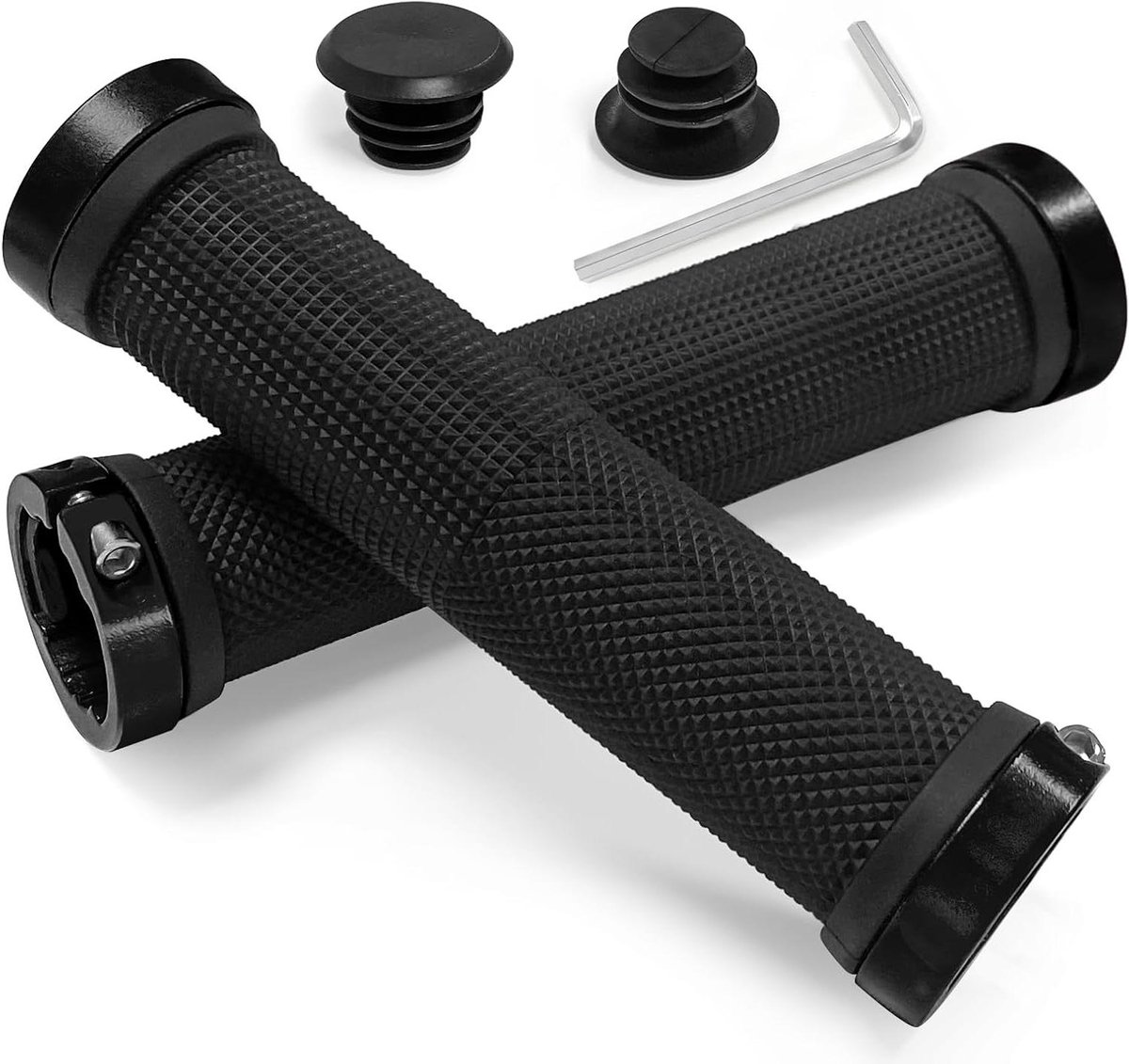 Fietsgrepen Rubber - Stuurhandvatten Mountainbike - Comfortabel Fietsen - Dubbel Vergrendelingsmechanisme - 13 cm Lengte - Zwart