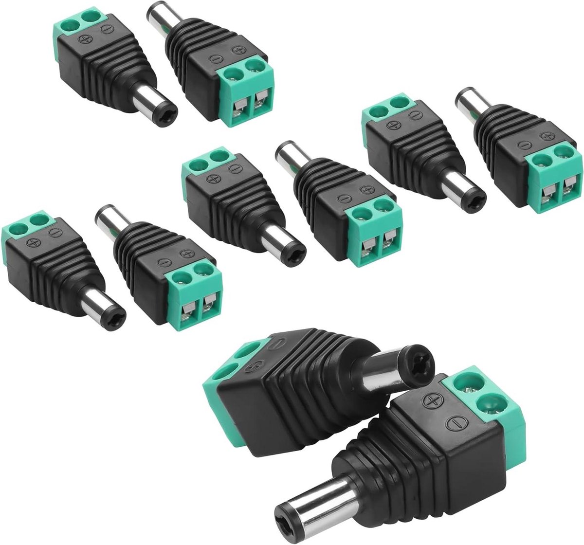 DC Power Connectoren - Adapter Stekkers - Kabel Aansluiten - Zuivere Koperen Kern - 55mm x 21mm - Zwart