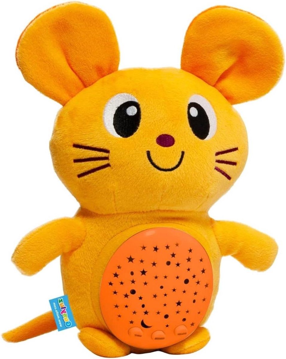 Pluche Muis Projector - Nachtlampje Baby - Baby Kalmeren - 7 Sterrenlampjes - 23 x 10 x 33 cm - Grijs