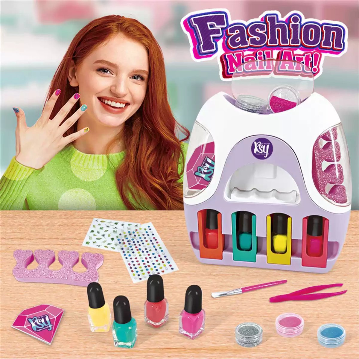 Ult-501 Nagelspeelset voor Meisjes met Elektrische Nageldroger – Afpelbare Nagellak Kindvriendelijk Perfect Verjaardags- & Feestdagencadeau voor Meisjes vanaf 6 Jaar