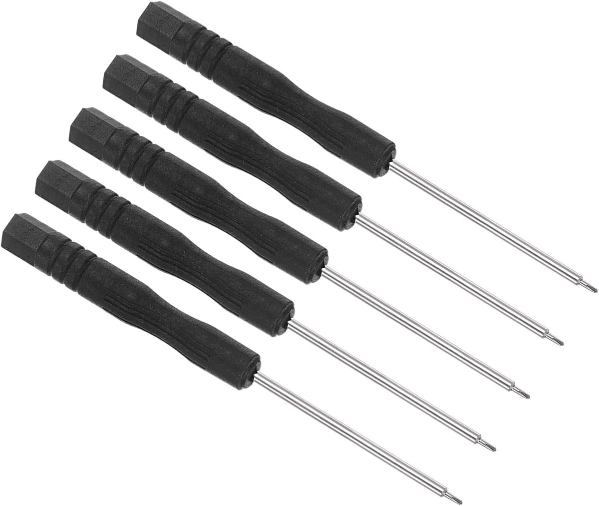 kruiskopschroevendraaier, 1,5 mm maat 80 mm lengte, stalen kruiskopschroevendraaier met antislip zwarte grip - (Toepassingen: voor brillen horloges elektronica computer), 5 stuks