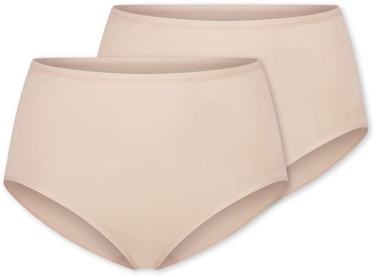 Twee zandkleurige maxislips van katoen met hoge taille.