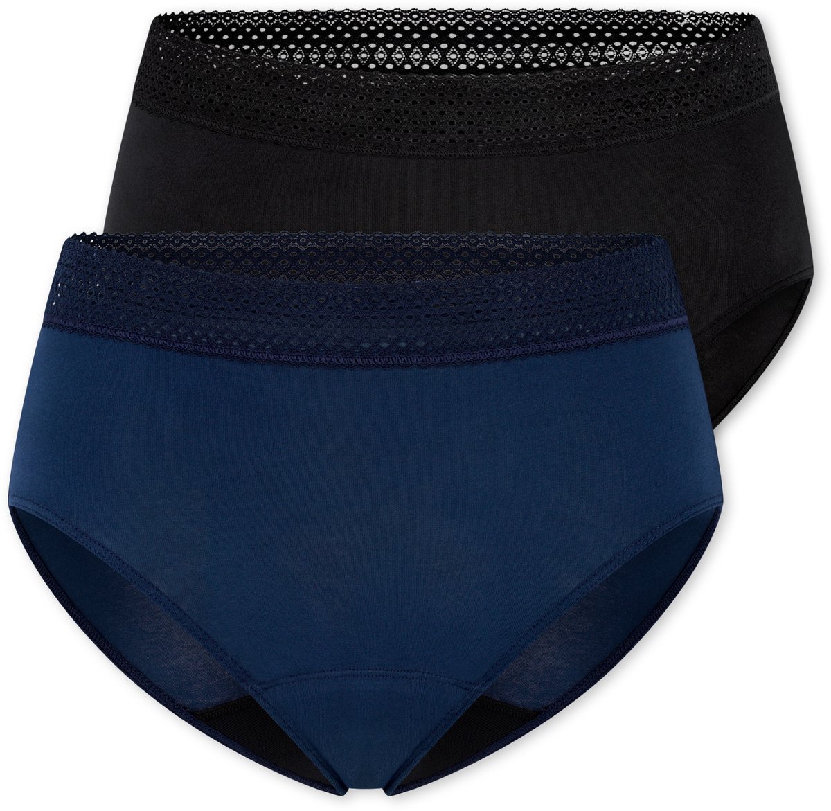 Schiesser 2 PACK Retro Menstruatie onderbroekje - Schiesser Care Dames Onderbroek - zwart/donkerblauw