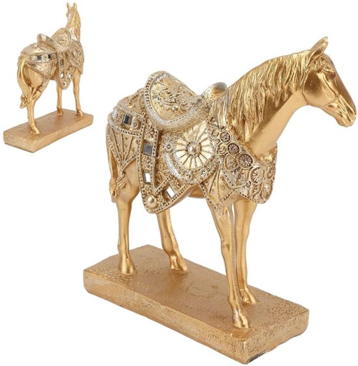 Dailygoody - Gouden Paard Standbeeld - Rustiek Paard Ornament