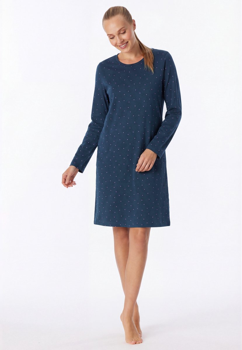 Schiesser dames Casual Essentials nachthemd met lange mouwen met streepjes - ultraviolet dessin Paars