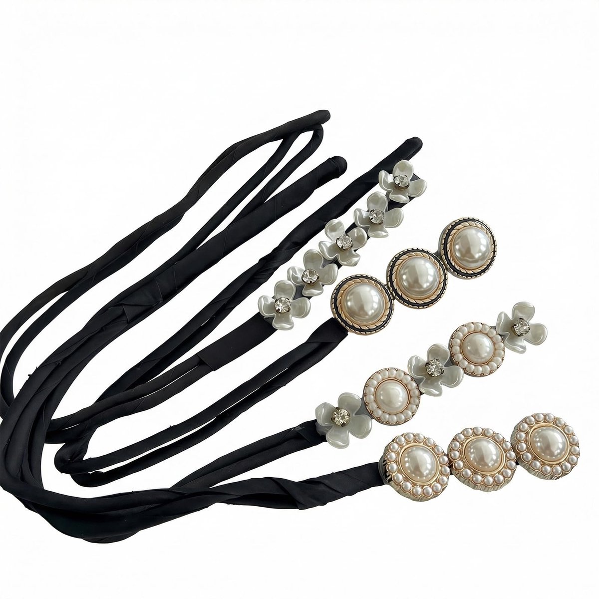 4 stuks OHEETU Magische Haarknotjes Maker voor Vrouwen, Franse Haarstijl, Haar Twist Curler met Parel en Bloem Knotjes Vormgever, Donut Knotjes Maker, Elegant DIY Haar Styling Accessoires