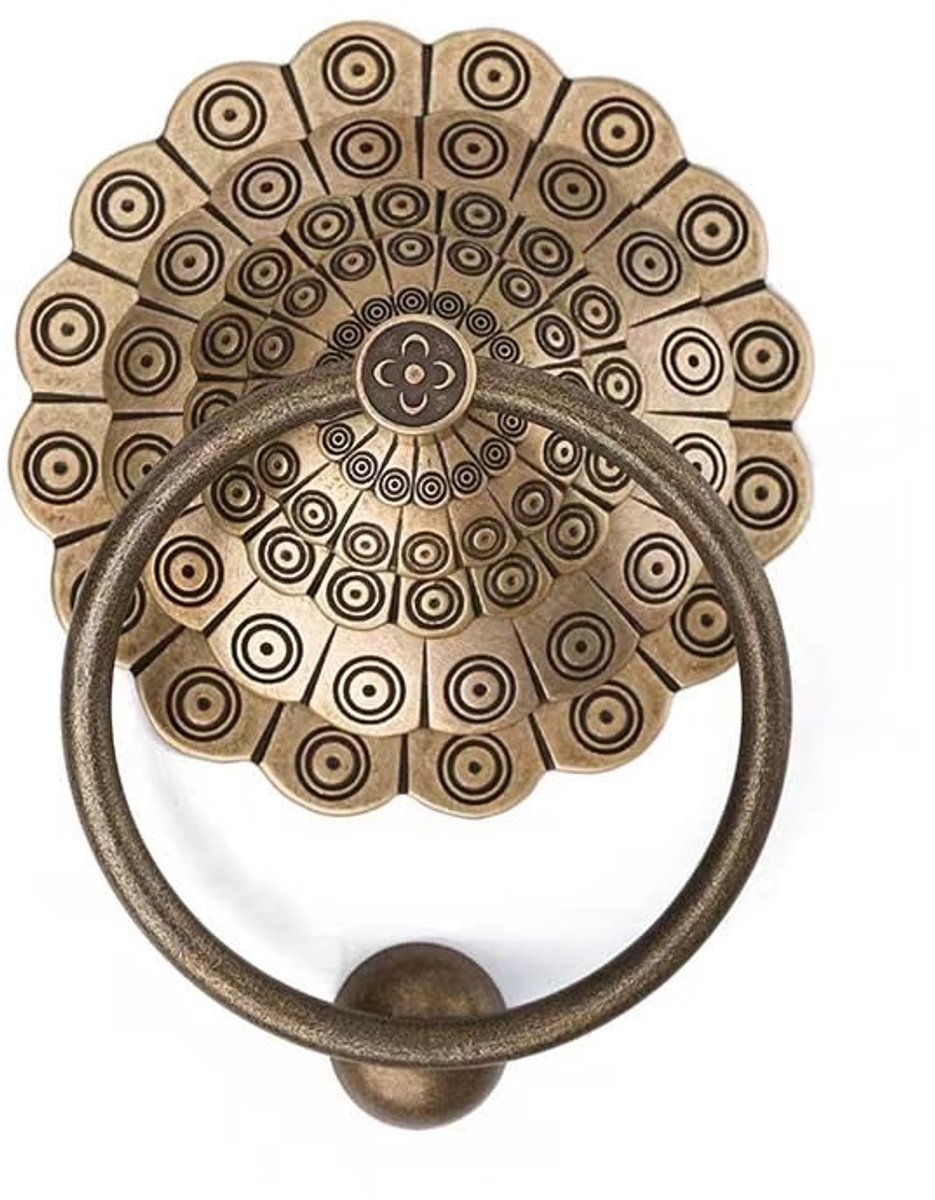 Deurklopper antiek for voordeuren, deurkloppers for voordeur, klassieke bruine trekring rond meubelhandvat met een antieke bronzen afwerking kast (Color : Bronze, Size : 9.5cm)