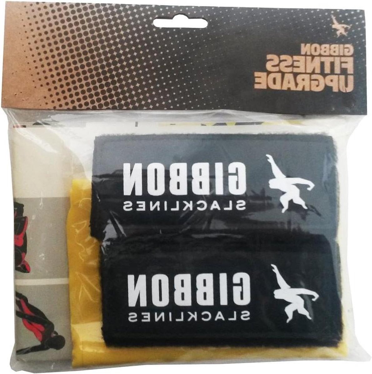 Slackline Fitness Upgrade - Trainingsset Sportaccessoires - Dynamische Workout - Met Stretchband en Handgrepen - 16 Oefeningen - Geel/Zwart