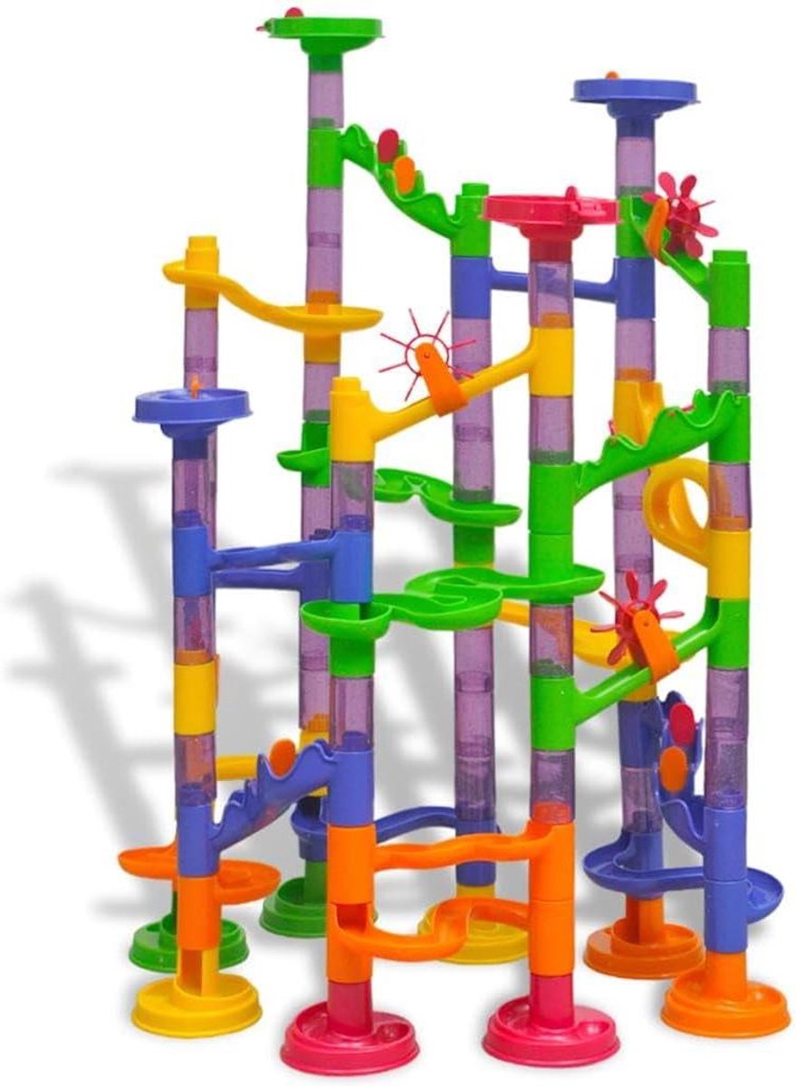 Marmerbaan Kinderen - Speelgoedbaan Knikkerbaan - Creatief Spelen - 112 Delen - 42 x 30 x 61 cm - Blauw