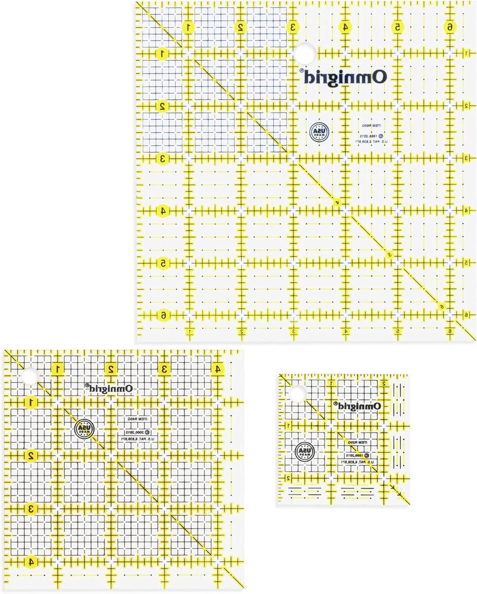 Quilt Liniaal Set - Meetlinialen Naaien - Nauwkeurig Meten - Helder Acryl - 3 Stuks - Transparant