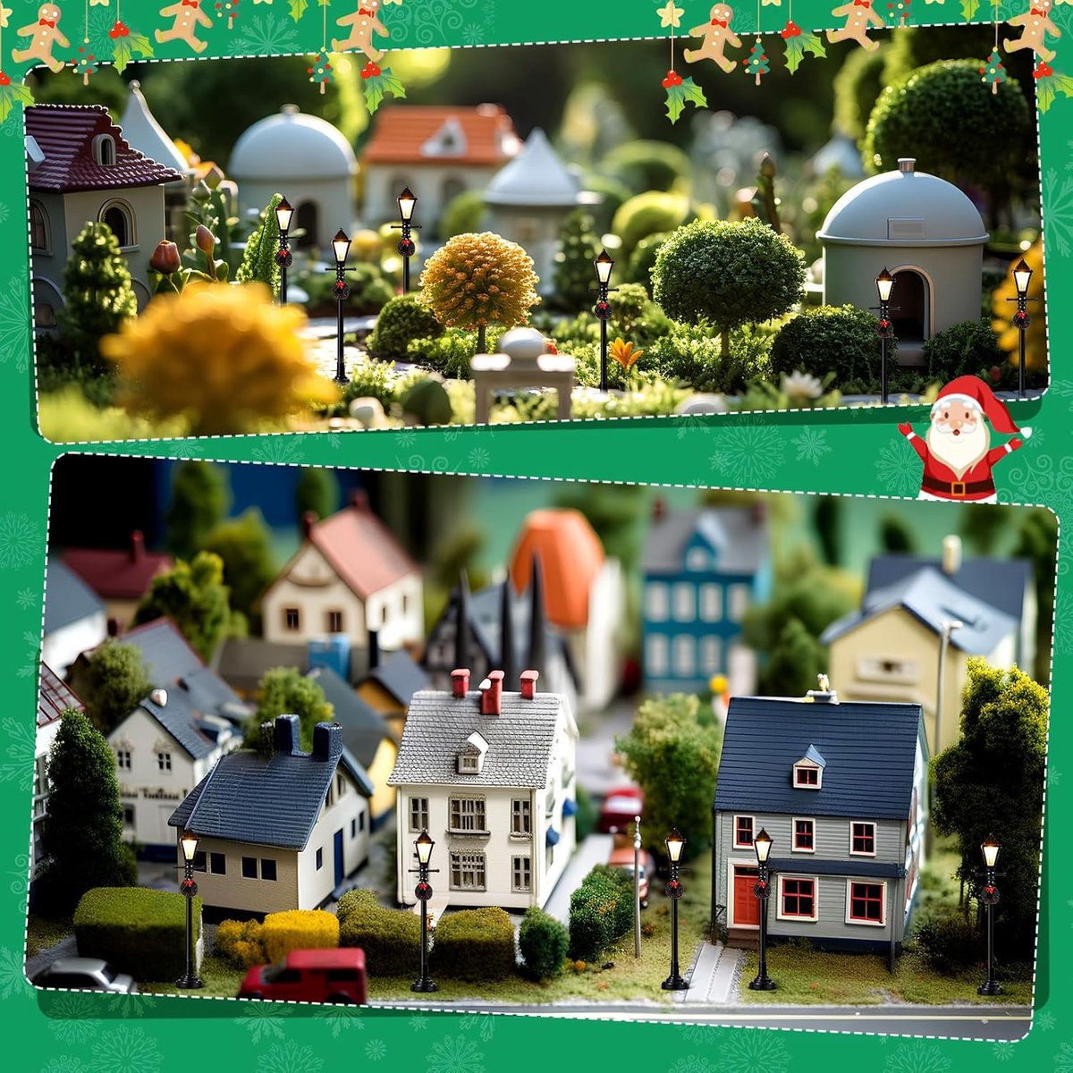 Miniatuur Straatlantaarns - Kerstdorp Verlichting - Kerstdorp Decoratie - Set van 12 - 10.5-12.5 cm Hoog - Zwart – foto 7