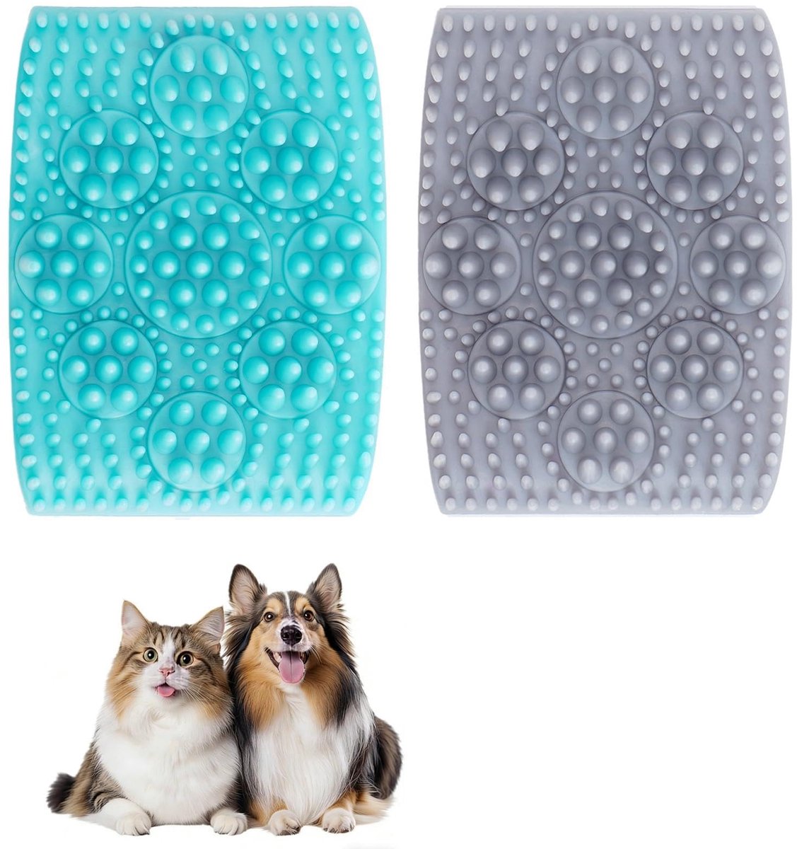 2 Stuks Siliconen Borstels Hond Kat Massage Ontklit Bad & Dagelijks | Zachte siliconen borstels, massage & ontklit, voor bad & dagelijks, kort/lang haar