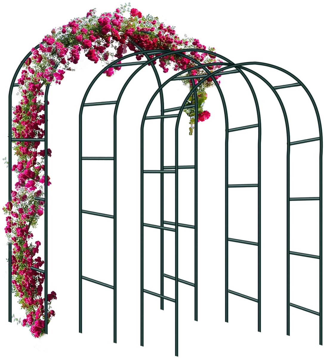Speed 3 stuks rozenbogen voor klimrozen, tuindecoratie, pergolas van metaal, boog voor klimplanten, 240 x 140 x 38 cm, groen