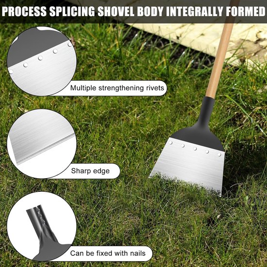 Allecto Plus - Multifunctionele stalen platte schep voor outdoor tuinreiniging en wieden - 21 cm - Metaal - Planten boerderij gereedschap - Gazon tuin onderhoud van Allecto Plus — afbeelding 3