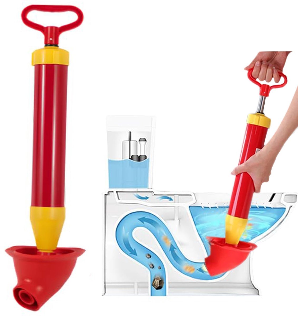 Ontstopper, wc, afvoerpomp, krachtige toiletplunjer, buisreinigingspomp lost snel afvoerverstopping op voor toiletten, wastafels, vloerafvoer, afvoerbuizen