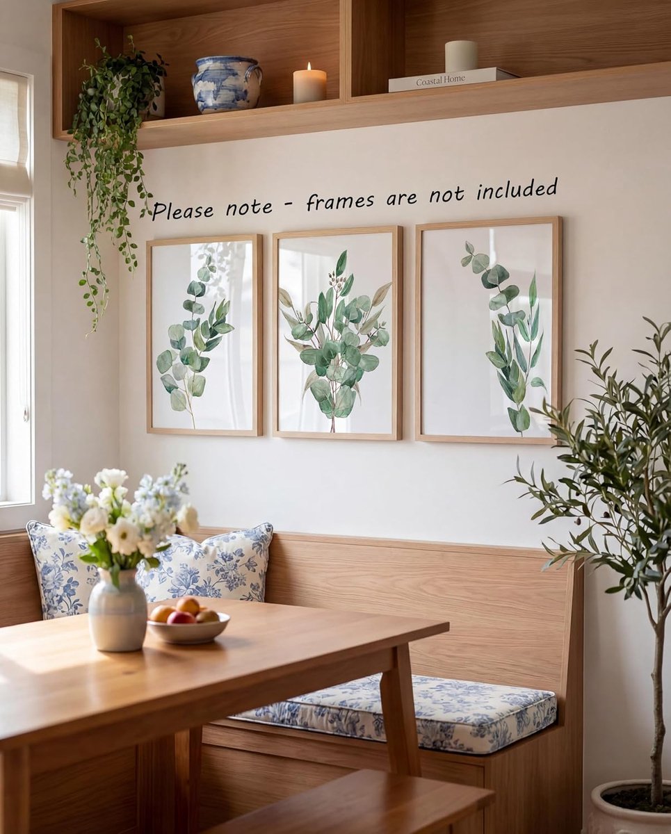 botanische kunst aan de muur, set van 3 niet-ingelijste afdrukken, abstracte tropische plantendecoratie, woonkamer slaapkamer, badkamer poster huisdecoratie, groene bladeren plant (A3) — cadeau in Wonen & Interieur - foto 3