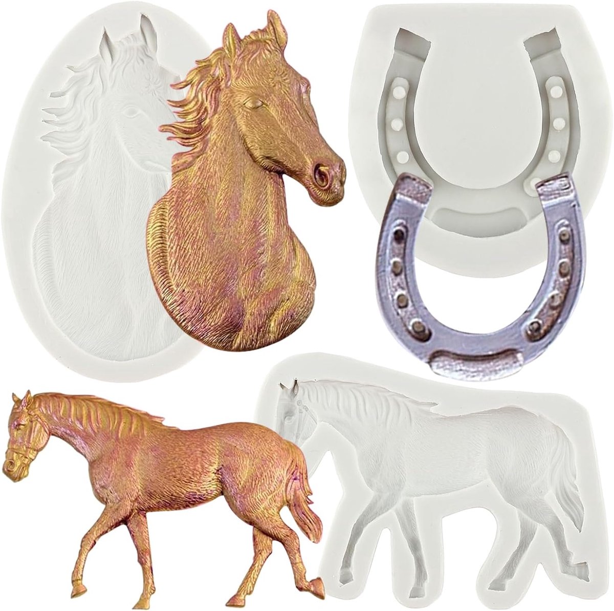 fondant mal paarden siliconen mal voor suiker cupcake topper taart decoreren snoep chocolade kauwgom pasta polymeer klei set van 3