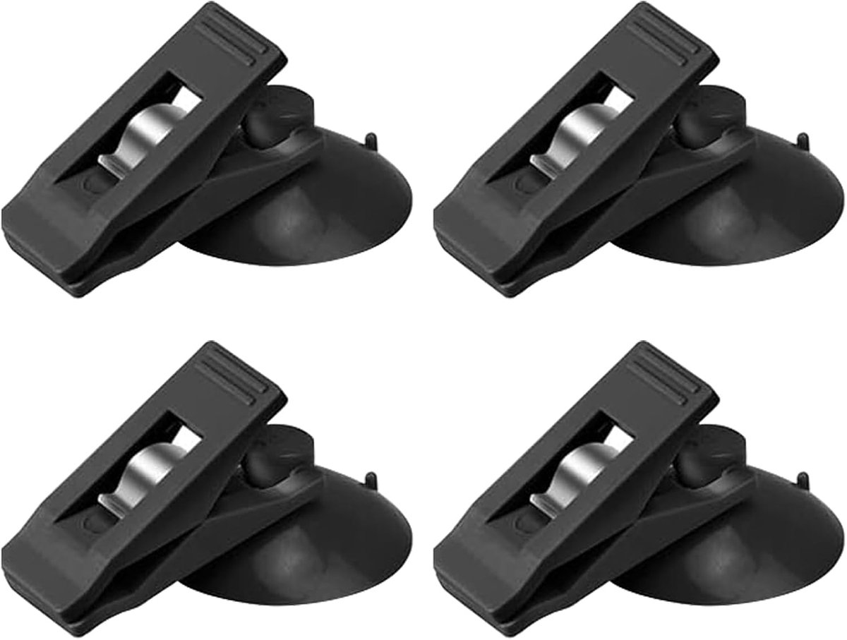4 stuks zuignapklemmen, parkeerkaarthouders, zwart, kunststof, waterdicht, douchegordijnclips, zuignap, klein, multifunctionele zuignappen, voor ramen, voor glas, badkamer en auto