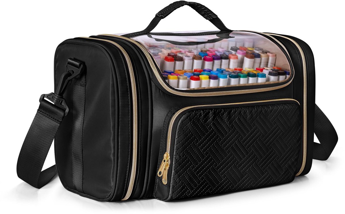 Opbergtas voor 150-300 markeringen, marker pen organizer case met afneembare scheidingswand voor volwassenen, marker pen reishouder etui voor kleurpotlood, verfpen, andere kunst