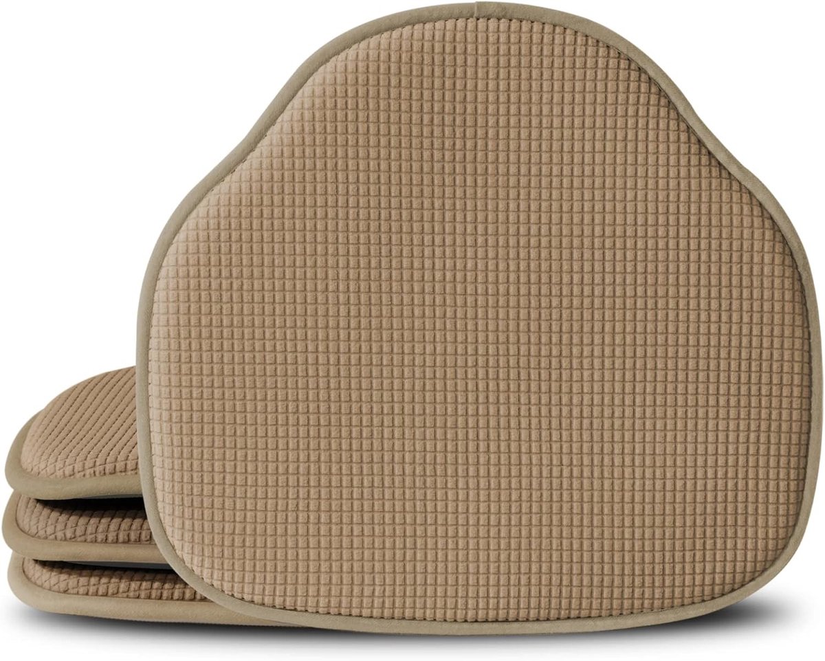 Windsor Stoelkussens, boerderijzitkussen voor keukenstoelen, bruine antislip stoelkussens voor eetkamer met schuimvulling en gestructureerde hoes, set van 4 stuks