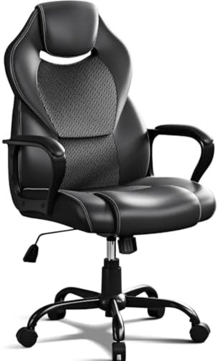 Ergonomische bureaustoel zwart - Lederen directiestoel - Comfortabele