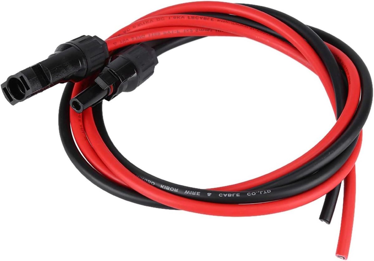 PV Kabeldraad - Zonnepaneel Verlengkabel - Zonne-energie Aansluiten - Koperdraad Structuur - 25 mm² - Rood Zwart
