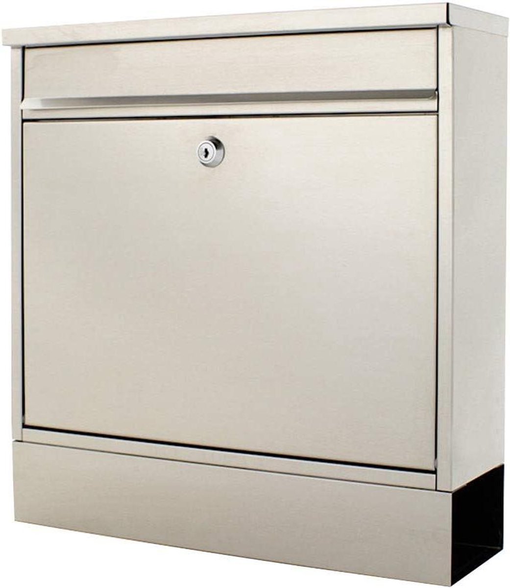 Brievenbus Set - Postbak Wandschijf - Post Ontvangen - Cilinderslot Met Sleutels - 38x36x11.5 cm - Zilver